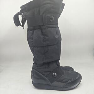 Adidas Stella McCartney Women Black Winter Boots Size 6 Tall Puffer Cinch Top